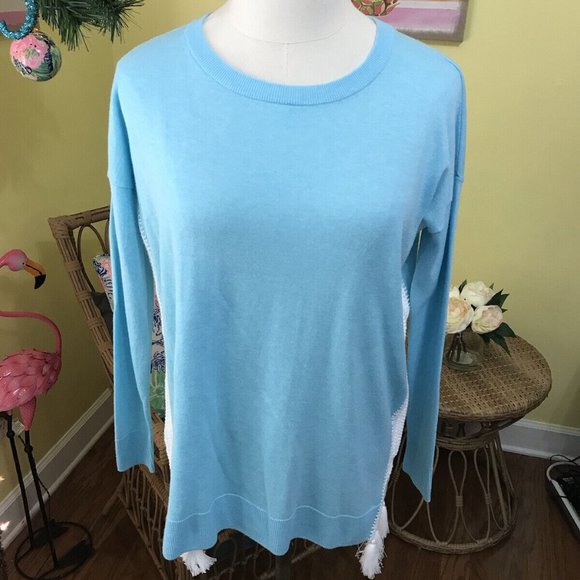 Lilly Pulitzer NWT Damara Coolmax Sweater Heathered Bayside Blue $138 Size XXS - Picture 3 of 11
